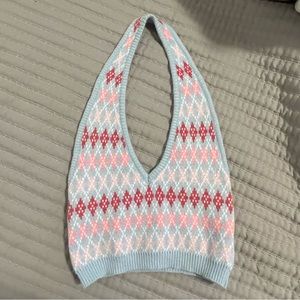 argyle knit halter top